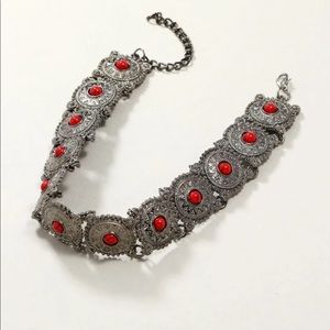 Antique Silver Texture Metal Choker